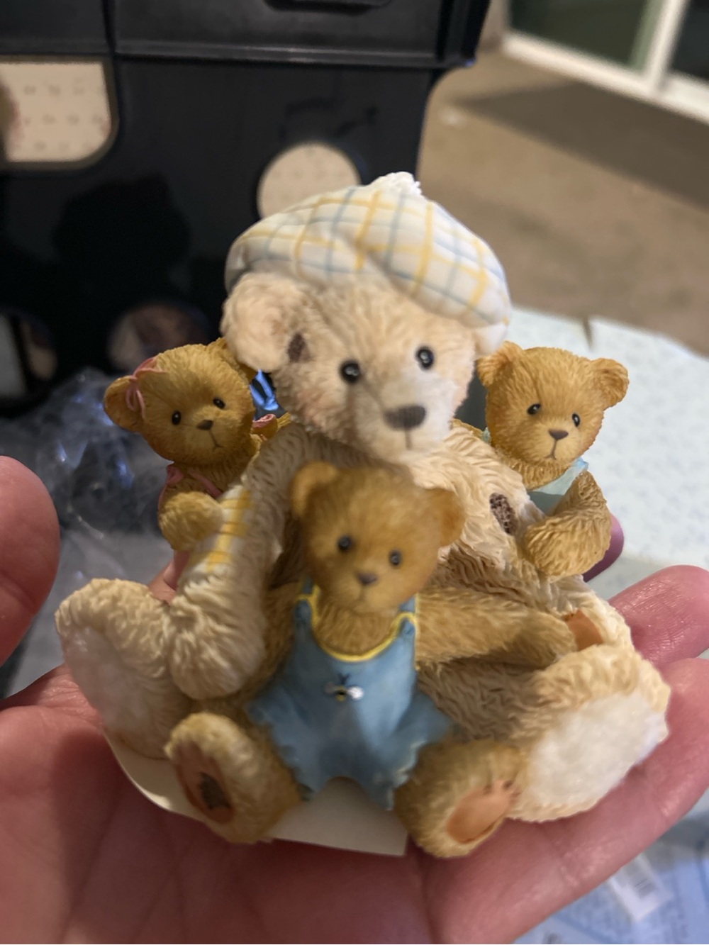 Cherished Teddies Beige and Blue Bear Family Figurine